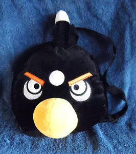 *1901b* Backpack in shape of a Black angry bird - 22cm - plush - Picture 1 of 4