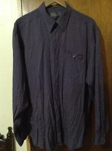 Camisa de vestir Bugatchi Uomo para hombre manga larga botón delantero púrpura talla XXL 17 1/2 - Imagen 1 de 10