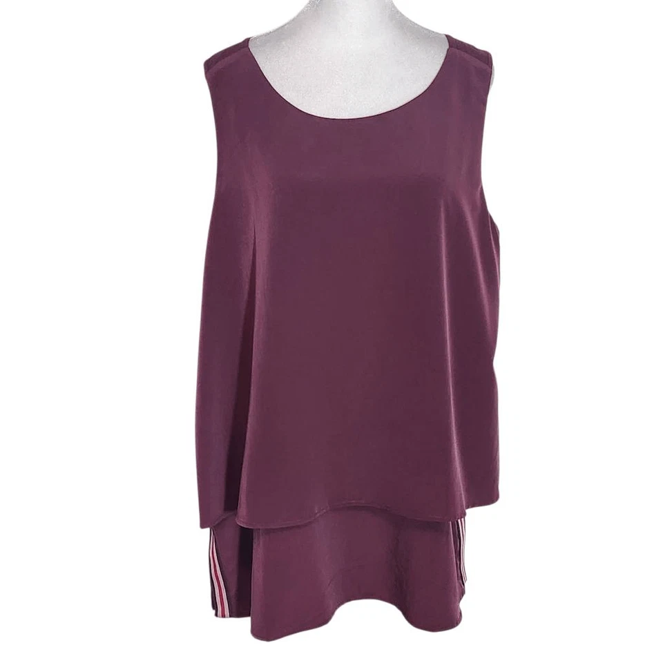 Camiseta sin mangas DG2 Diane Gilman Borgoña con Rayas Deportivas Talla XL Oxblood Foto 1 de 4