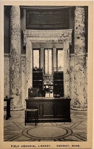 Conway Massachusetts Field Memorial Library Interior Antique Postcard c1910 - Bild 1 von 5