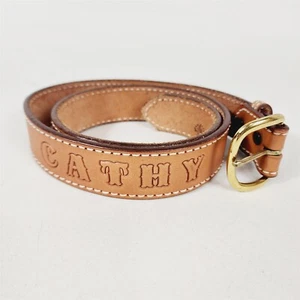 Vintage Tooled Leather Western Belt Cathy Justin Boot Co. - 39" x 1 1/2" - Picture 1 of 10