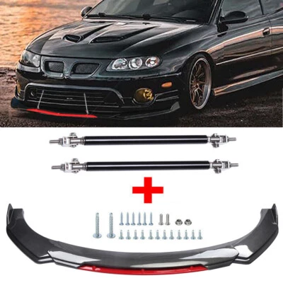 For Pontiac GTO 04-06 Front Bumper Lip Spoiler Splitter Carbon Fiber+Strut Rods Foto 1 de 4