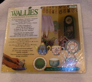 25 Mary Engelbreit Wallies Green Teapot Tea Cup Blue Floral Wallpaper Cutouts - Picture 1 of 3