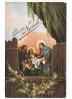 Best Wishes Merry Christmas Card D'Epoca Religious Nativity Holy