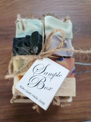 Handmade 100% Raw Goats Milk Soap Sample Gift Box  #ListingsInLights - Image 1 of 3