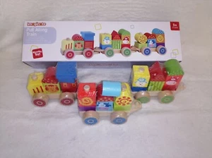 Tren de madera juguete colorido apilable forma bloque clasificador vehículo juego - Imagen 1 de 6
