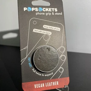 Pop socket Phone Grip Black Vegan Leather - Photo 1 sur 3