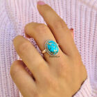 Blue Copper Turquoise Ring 925 Sterling Silver Band Ring Handmade Jewelry Mj05