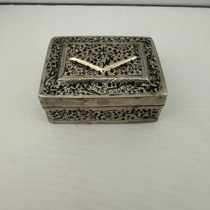 Vintage Hand Engraved Sterling Silver Trinket Snuff Pill Box 51g Floral - Picture 1 of 7