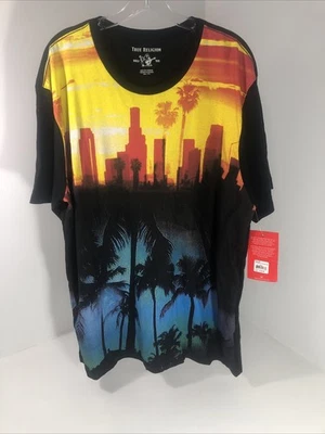 True Religion Mens Sunset City Buddha SS T Shirt Size 3XL Black/ Multicolor NWT - Image 1 of 4