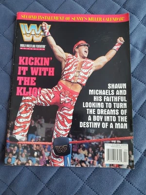 Vintage WWF Magazine April 1996 Shawn Michaels *HAS POSTER & SUNNY CALENDAR* - Image 1 of 3