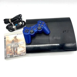 Sony PlayStation 3 PS3 Super Slim CECH-4301C 500GB Bundle Blue Controller Game - Picture 1 of 16