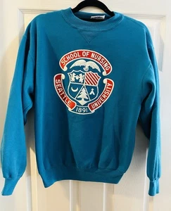 Vtg Seattle University School Of Nursing Sweatshirt Retro Hipster 80s Hanes  M - Picture 1 of 8
