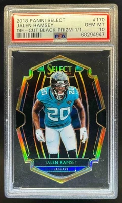 2018 Select Jalen Ramsey Die Cut Black Prizm Premier #1/1 Jaguars PSA 10 - Image 1 of 2