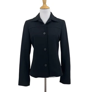 Barneys New York Blazer Women 38/4 Black Buttons Front Lined Tailored Made Italy - Picture 1 of 15