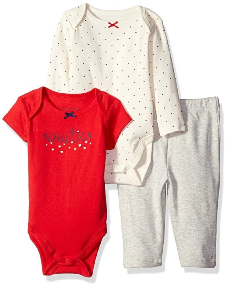 Conjunto de 3 pantalones Nautica rojo intenso para niña bebé 0-3 meses Foto 1 de 1