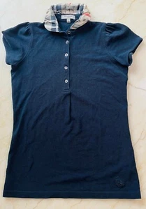 Women's Burberry London Navy Blue Short Sleeve Polo Shirt Top London Size S - Picture 1 of 6