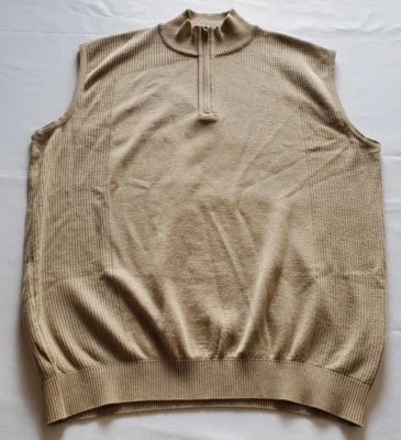 Chaleco St. Croix Para Hombre XL Beige 1/4 Cremallera Mezcla de Algodón Cuello Simulado Hecho en EE. UU. Foto 1 de 4