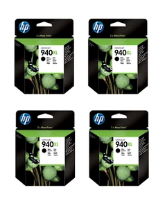 4x Oryginalne czarne wkłady atramentowe HP 940XL (C4906AE) - Darmowa wysyłka! - Zdjęcie 1 z 4