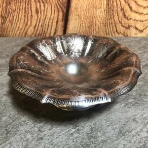 VINTAGE ANTIQUE RIDEAU PLATE BIRKS PEDESTAL BOWL DECORATIVE DISH SILVER ELEGANT - Picture 1 of 6