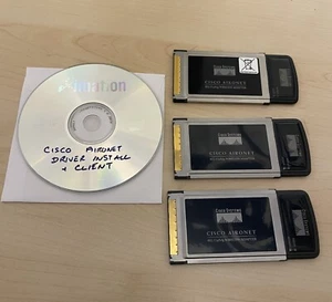 THREE Cisco Airnet AIR-CB21AG-E-K9 wi-fi 802.11a/b/g cardbus adapters with insta - Picture 1 of 3