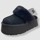 $132 Ugg Women's Black Funkette Genuine Shearling Slippers Shoe Size US 8