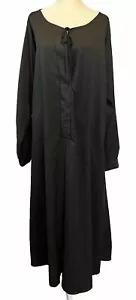 Schwarzes Damenkleid Größe 3X langärmelig leichtes langes Kleid Schlüsselloch vorne Krawatte - Bild 1 von 6
