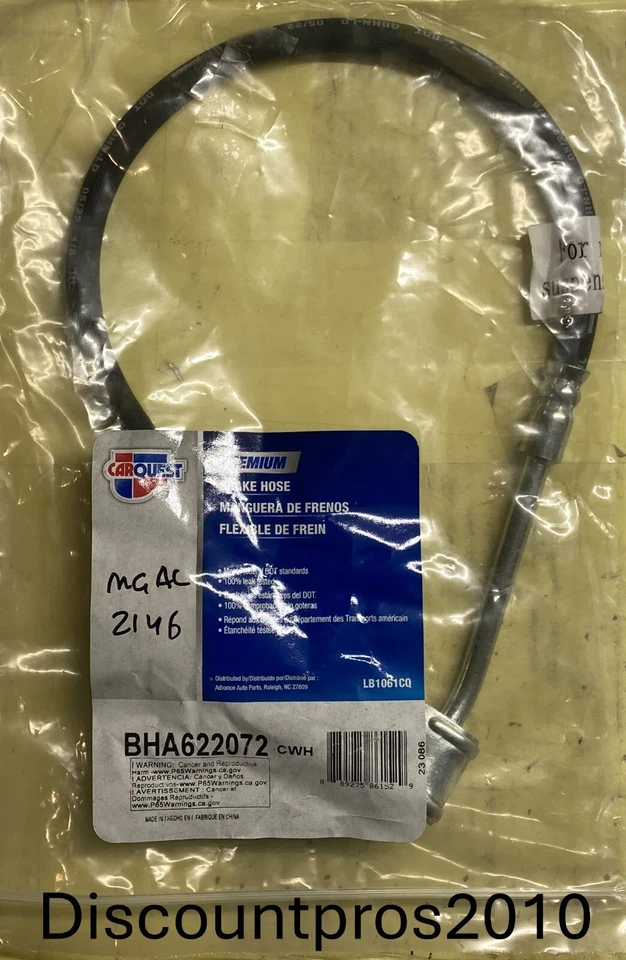 Manguera hidráulica freno trasero derecho Jeep Wrangler 2007-2013 Carquest BHA622072 Foto 1 de 1