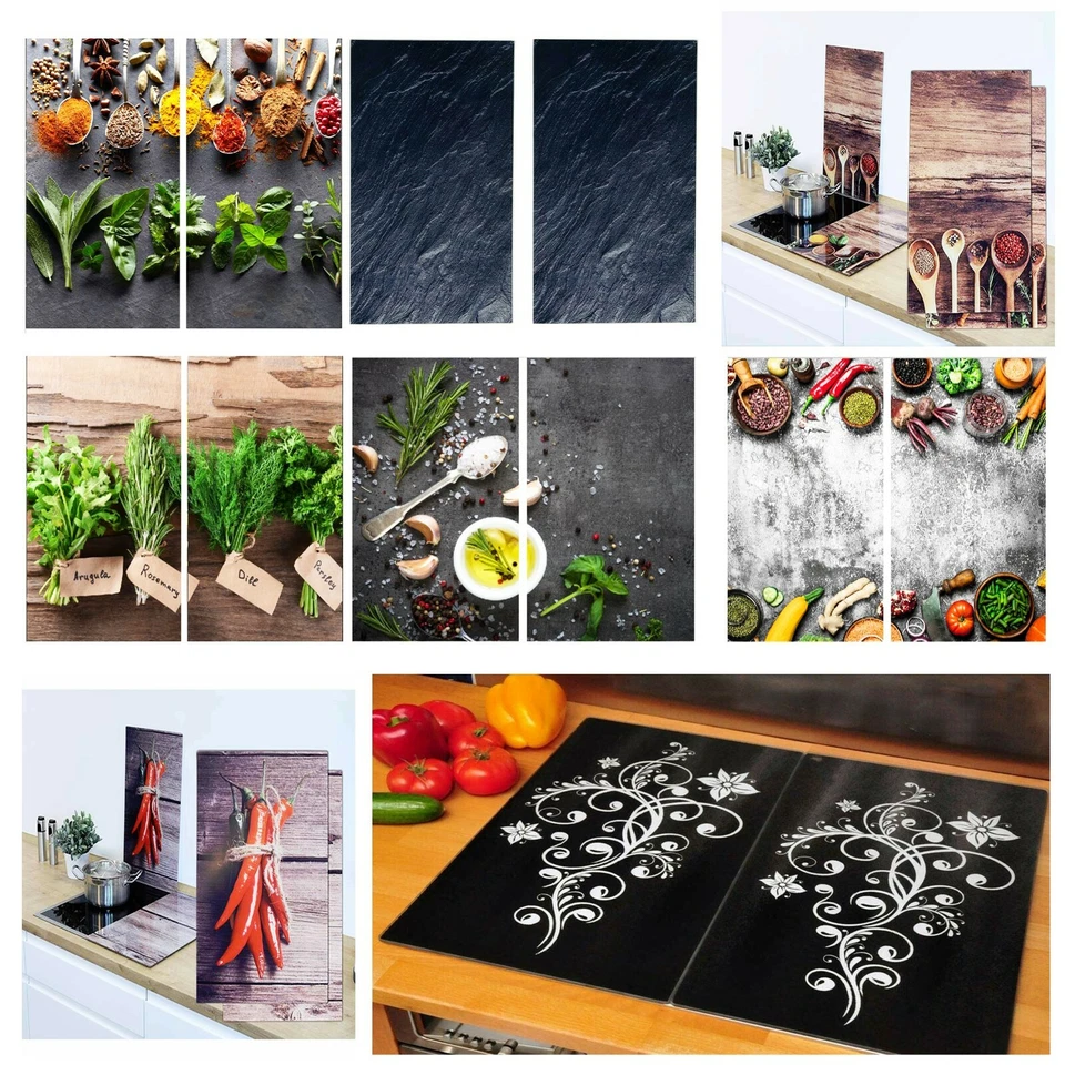 Set of 2 Glass Cutting Chopping Board Hob Cover Induction Ceramic Worktop Saver - Image 1 of 1