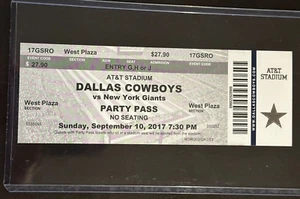 2017 New York Giants @ Dallas Cowboys NFL Official Ticket Stub 9/10/17 - Picture 1 of 1