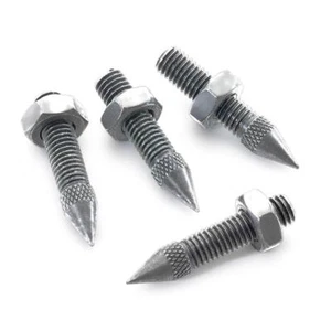 4 Schwerlast Gerändelte Lautsprecher Spikes Stahl Isolierung M8 Garn 42mm Silber - Picture 1 of 4