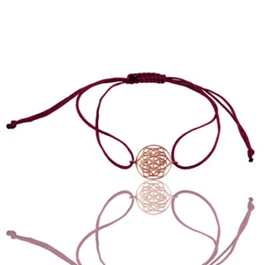 18k Rose Gold Plated Silver Chakra Design Dark Red Thread Bracelet Jewelry - Picture 1 of 2