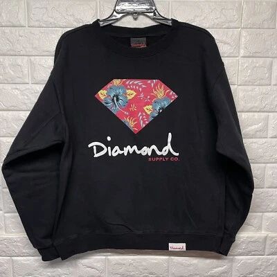Diamond Supply Co. Sudadera Negra Floral Cuello Redondo Mujer Talla Grande Usada en Excelente Condición Foto 1 de 4