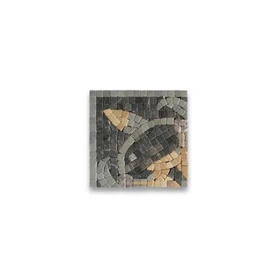 B0041CT Marble Mosaic Border Decorative Tile Wintersweet Gold 5.5x5.5 Tumbled - Image 1 of 4