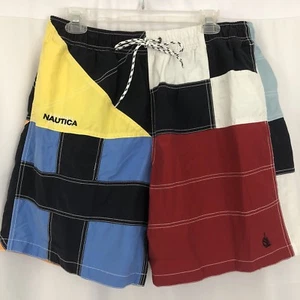 Nautica Mens Swim Trunks Board Shorts Multi Color Block XL Mint G52 - Picture 1 of 7