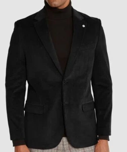 $295 Nautica Men's Black Modern-Fit Stretch Corduroy Blazer Coat Suit Jacket 36S - Picture 1 of 3