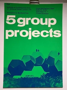 1964 ICA London 5 Gruppenprojekte Ausstellungsplakat James Meller Design selten!!!! - Bild 1 von 14