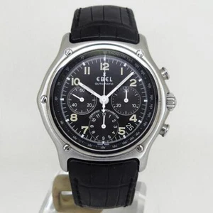 EBEL Watch E9137240 1911 Chronograph 40mm Black dial Automatic Mens SS - Picture 1 of 7