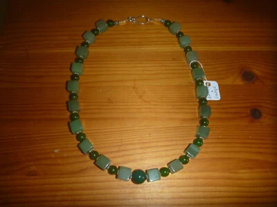 Aventurin/Smaragd-Kette,  Grüntöne-silber - Bild 1 von 2