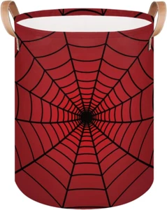 Large Laundry Hamper Basket Red Spider Web round Freestanding Clothes Basket,... - Picture 1 of 1