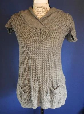 AZUL ASFALTO - Pullover Grande Gris Tejido Mangas Cap Mezcla Lana Foto 1 de 4