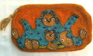 Beaded Clutch Evening Handbag Purse Abstract Art beaded on bag ARTIST SIGNED NWT - Picture 1 of 14