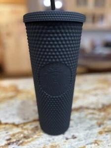 Starbucks 2021 Matte Black Studded Tumbler Soft Touch Venti 24 Oz NWT - Picture 1 of 4