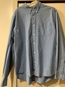 Camisa abotonada Abercrombie & Fitch para hombre manga larga a cuadros azul blanco talla L - Imagen 1 de 8
