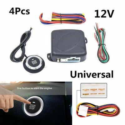 4Pcs Car Start Stop Engine System Push Button Keyless Entry System Alarm Remote - Image 1 of 4