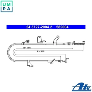 CABLE PULL PARKING BRAKE 24.3727-2004.2 FOR SUZUKI Z 13 DTJ/D13A/Z13DT 1.2L - Picture 1 of 9