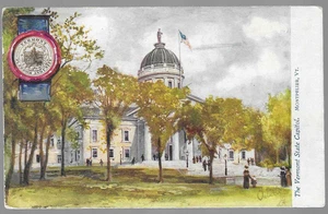 Vermont State Capitol Montpelier VT Tuck Postal con Cancelación de Bandera Pawtucket - Imagen 1 de 2