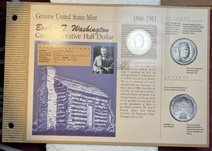 1950 S Booker T Washington BTW Silver Commemorative Half Dollar BU Coin In Card - Picture 1 of 13