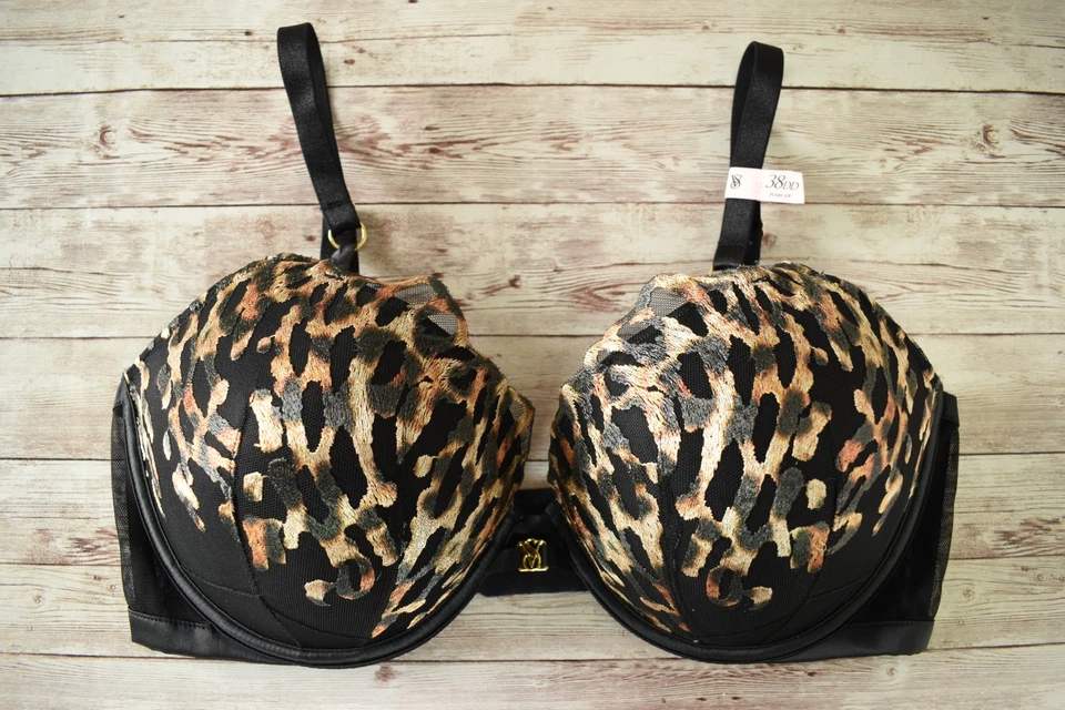 Sutiã Victoria's Secret 38DD *MUITO SEXY* BORDADO DE RENDA *Leopardo Preto* - Imagem 1 de 4