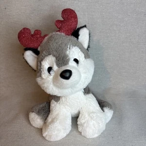 Aurora Reindeer Plush Gray White 10" Shimmer Antlers Christmas Stuffed Animal - Picture 1 of 12